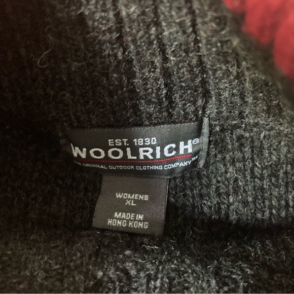 Vtg Woolrich Womens XL Sweater 100% Wool Presents Christmas Gray 1/4 Zip - Picture 5 of 6